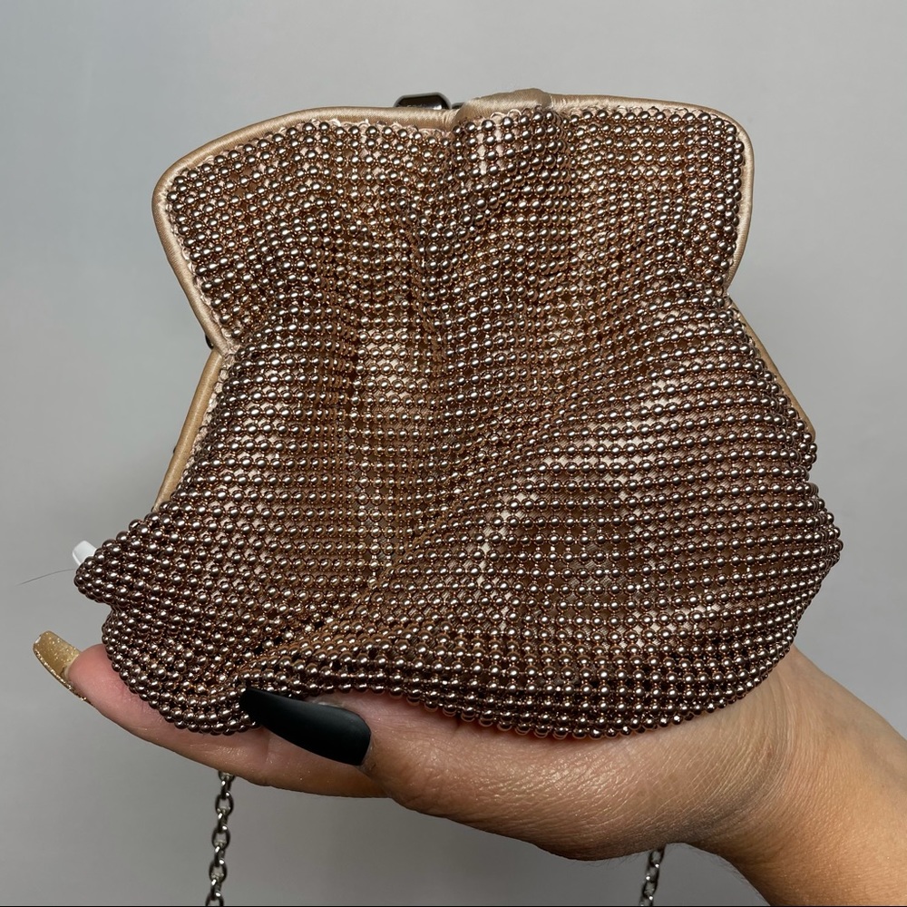 Tevolio Metal Bead Rose Gold Evening Bag